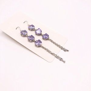 Amethyst Crystal Silver Plated Dangle Drop Earrings Half Moon 3 T…